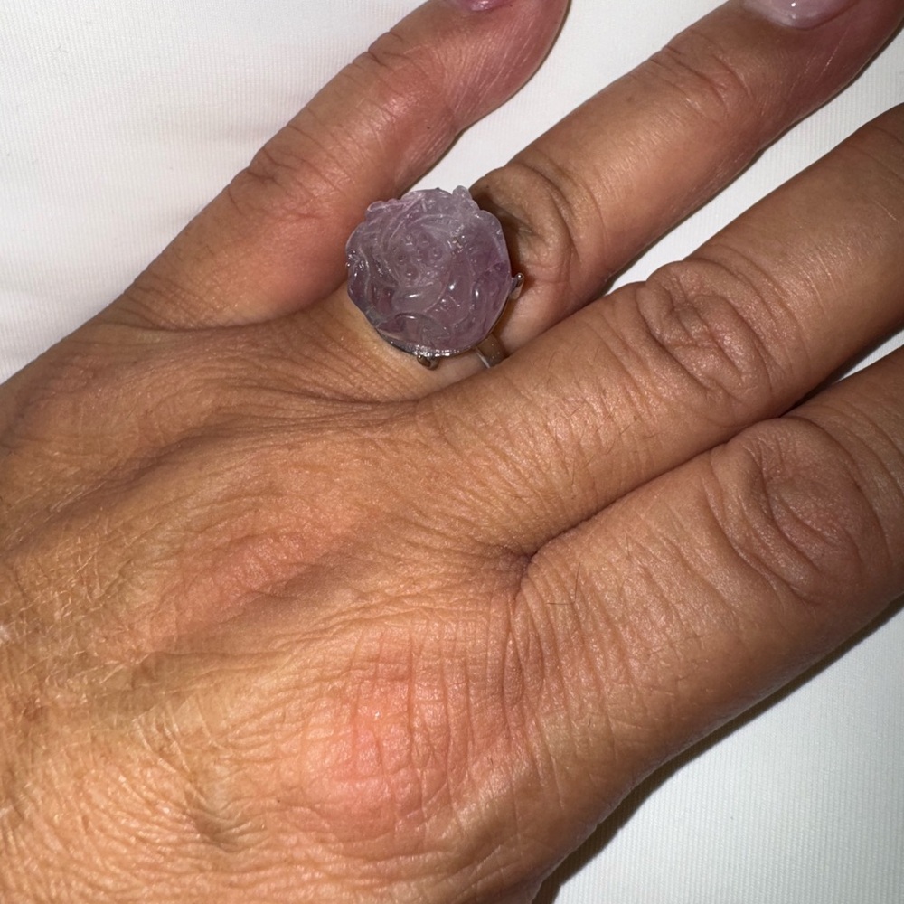 Genuine Fluorite Carved Rose Ring💍